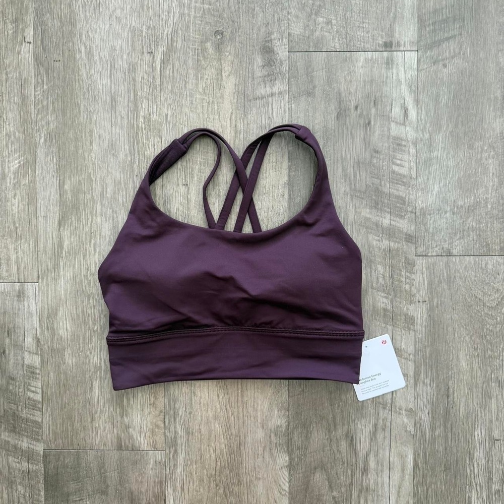 Lululemon Energy Longline Bra Black Plum Purple LW2EB8S BLPM Womens 4
